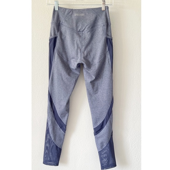 Gymshark Sleek Sculpture 2.0 Mesh Insert Leggings In Blue Steel Gray Siz… - Picture 3 of 14